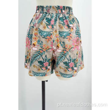 shorts de estampa de praia casuais femininos